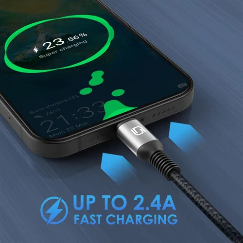 Miniatura 5 de Cable de carga para iPhone [certificado MFi de Apple], paquete de 3 cables USB-A a Lightning de 3 pies, cable de carga rápida trenzado de nailon