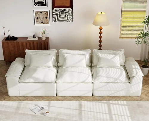 Miniatura 31 de Hobestluk Cloud - Sofá individual de espuma viscoelástica con asiento profundo, sofá en forma de L con funda extraíble, sofá grande para sala