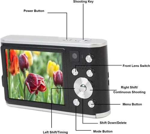 Miniatura 9 de Cámara digital 4K, cámaras de enfoque automático de 48 MP para fotografía, cámara compacta de vlogging con cámara dual, punto de zoom 16X y cámara