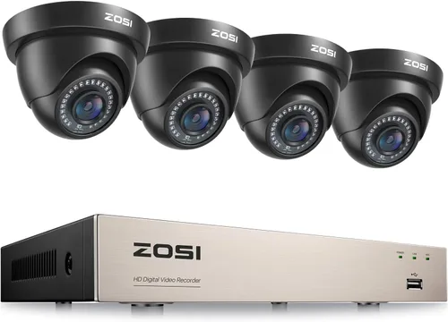 ZOSI Grabadora DVR AI 3K Lite de 8 canales y 4 cámaras de seguridad domo 1080P – 8 canales H.265+ híbrido 4 en 1 (HD-TVI/CVI/AHD/CVBS) sistema de