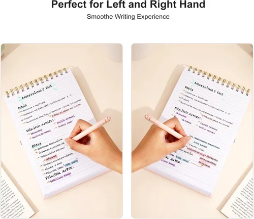 Miniatura 6 de Yoment Cuaderno de espiral superior, blocs de estenografía de tapa dura, 240 páginas, cuadernos de espiral encuadernados en la parte superior, Rosado