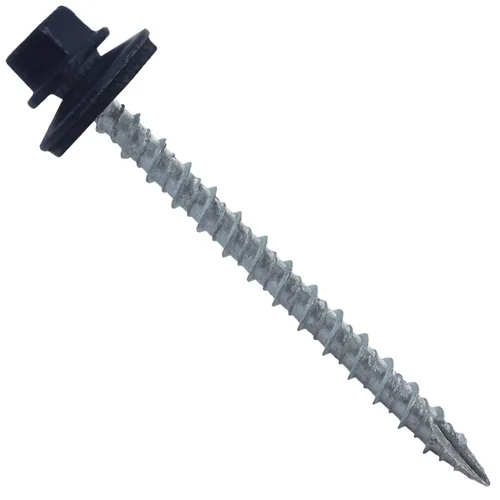 Miniatura 49 de 10 tornillos para techos de metal gris ABC de 2-1/2 pulgadas, cabezal de arandela hexagonal, arranque automático/roscado, arandela EPDM. 1 bolsa