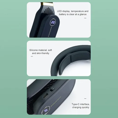 Miniatura 7 de Zerodis Ventilador de cuello de aire acondicionado portátil, enfriador de cuello 2 en 1 y calentador de aire acondicionado portátil para viajes a