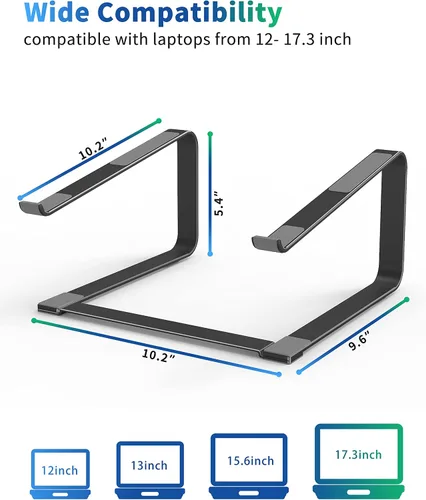 Miniatura 2 de SOUNDANCE Soporte de computadora portátil para escritorio, elevador ergonómico de metal para portátiles de 12 a 17.3 pulgadas, soporte de escritorio
