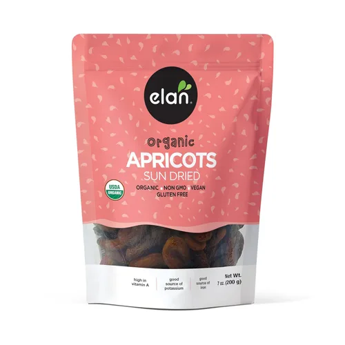 Miniatura 3 de Elan Albaricoques orgánicos secados al sol, frutas secas, sin sulfitos, sin azúcar añadido, sin OMG, vegano, sin gluten, kosher, bocadillos