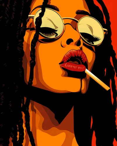Miniatura 35 de Pintura por Números Afroamericana DIY Pintura Acrílica Kit de Pintura por Números para Niños Adultos Principiantes Chica Negra de Moda DIY Pintura