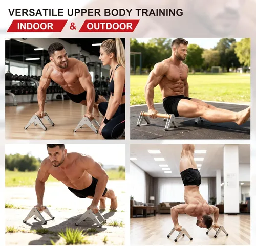 Miniatura 6 de Push Up Bar - Heavy-Duty Stainless Steel Pushup Stands with Non-Slip Base, 660LB Capacity, Portable Home Gym Equipment for Strength Training & Floor