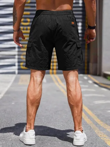 Miniatura 2 de JMIERR Pantalones cortos de carga casuales para hombre, de algodón, con cordón elástico, para verano, playa, pantalones cortos chinos con 6 bolsillos