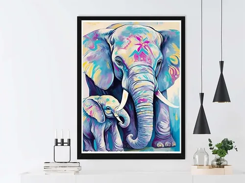 Miniatura 2 de VAIIEYO Pintura acrílica por números para adultos elefante animal, kit de pintura al óleo de bricolaje, lienzo, pintura de dibujo con pinceles