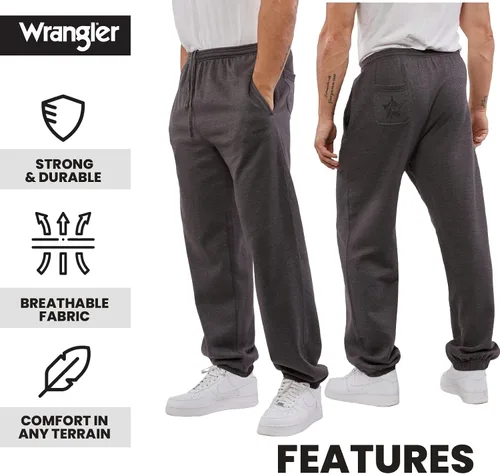 Miniatura 5 de Wrangler Pantalones deportivos para hombre - Pantalones deportivos de forro polar para hombre, tallas extendidas (M-6X), carbón jaspeado, Gris