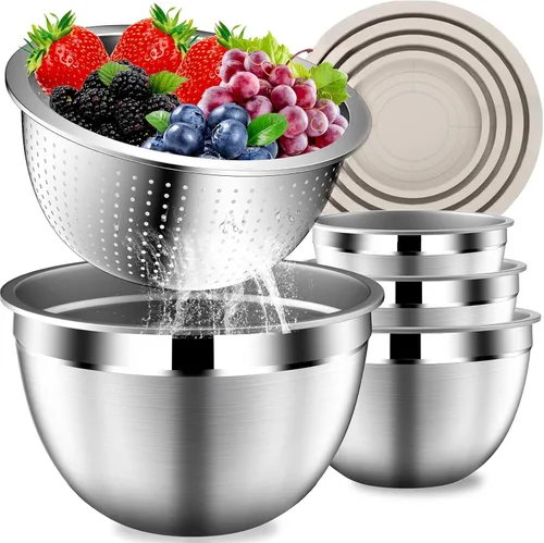 Miniatura 11 de DUTZUN Stainless Steel Mixing Bowls with Airtight Lids Set of 5, Black Best Kitchen Gifts for Mixing, Baking, Prep, Salads, Serving, Cooking