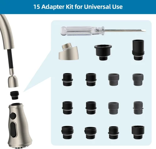 Miniatura 2 de Reemplazo universal de cabezal de grifo de cocina con 15 adaptadores compatible con estándar americano/Kohler/Moen/Delta, cabezal rociador de grifo