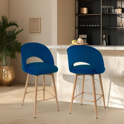 Miniatura 14 de Juego de 2 taburetes de bar giratorios de altura de mostrador para isla de cocina, sillas de bar de 26 pulgadas de altura de asiento para comedor