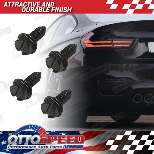 Miniatura 2 de Kit de tornillos para placa de matrícula - Negro, sujetadores de estilo OEM con retenedores de tornillo de nailon para montar placas de matrícula