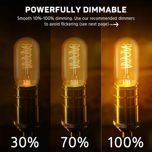 Miniatura 4 de Bombilla LED vintage Edison de 25 W, equivalente a 20 W, base media, regulable, suave, cálida, 2200 K, ámbar antiguo, T45, pequeña, estilo retro