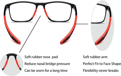 Miniatura 4 de Gafas de lectura para hombre, 2 pares, estilo deportivo, cómodas y flexibles, con bloqueo de luz azul, lectores para hombres Amarillo y rojo