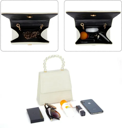 Miniatura 5 de Evening Handbag for Women - Synthetic Pearl Top Handle Crossbody Bag Clutch Purses Prom Party Dinner Accessories