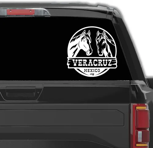 Miniatura 3 de Adhesivo de Veracruz México para Trocas De Rancho Calcomania para Autos México, calcomanías para camiones Diseño Ranchero con Caballos Personalizada