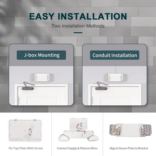 Miniatura 6 de Luces LED de emergencia, luces de emergencia comerciales ajustables de dos cabezales para negocios, cortes de energía, con batería de respaldo