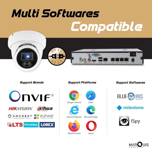 Miniatura 6 de Cámara domo de torreta IP Marquis de 4 MP PoE con micrófono/audio, cámara de seguridad IP para exteriores, resistente al agua IP66, lente gran