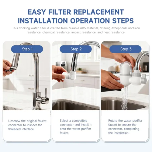 Miniatura 5 de Fregaderos-Montado grifo filtro eficientewaterpurificationsystemeffectivelyremovesunpleasantchlorineodorand impurezas, apto para cocina de 15/16