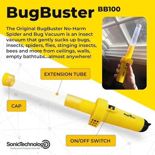 Miniatura 3 de Bugbuster aspiradora de arañas e insectos con tecnología sónica, funciona con batería y no daña.