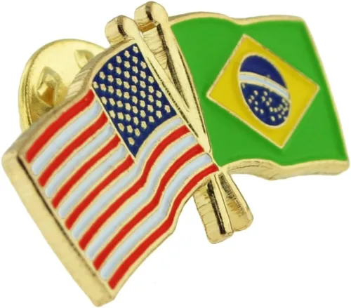 Miniatura 20 de PinMart Pin de solapa esmaltado con bandera de la amistad cruzada de Estados Unidos y el mundo