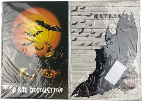 Miniatura 2 de 80 piezas de decoraciones de murciélagos de Halloween, 3 estilos de calcomanías extraíbles en 3D con 4 tamaños para decoración de Halloween