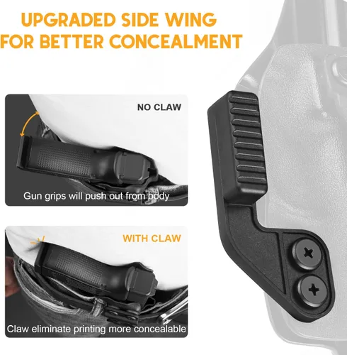 Miniatura 5 de WARRIORLAND IWB Funda Kydex con corte de garra y óptica, ajuste seleccionado para S&W Bodyguard 2.0, Hellcat Pro, Glock 17/19 Gen 3-5 y 19X / 43X