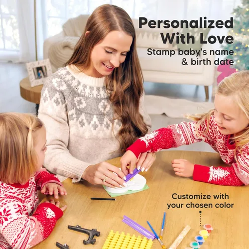 Miniatura 7 de Kit de huellas de mano y pie para bebé - Adorno personalizado para la primera Navidad del bebé, adorno de recuerdo de huella de recién nacido, kit