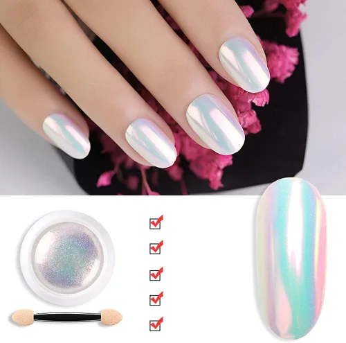 Miniatura 4 de Barniz, espejo mágico efecto neón polvo brillante perla uñas brillo uñas arte decoraciones