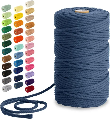 Miniatura 34 de Nook Theory - Cuerda de macramé de 3 mm, 220 yardas de cuerda de algodón, hilo de 4 mm y 5 mm, cuerda para manualidades, perfecta para colgantes