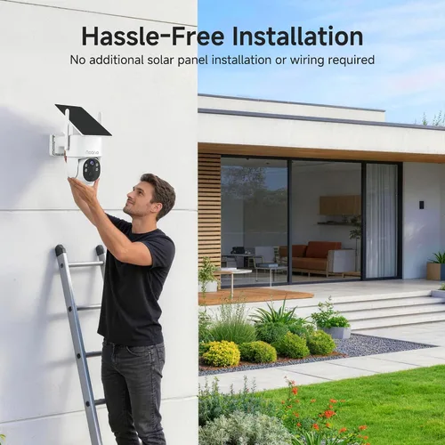 Miniatura 9 de Noorio Cámara de seguridad solar 2K inalámbrica para exteriores, inclinación panorámica de 360°, WiFi 6 de doble banda 2.4/5GHz, visión nocturna a
