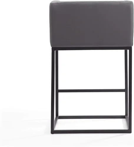 Miniatura 7 de Manhattan Comfort Embassy - Taburete de bar de metal gris y negro de 34 pulgadas
