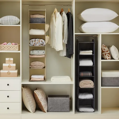 Miniatura 2 de YOUDENOVA - Organizador colgante para clóset con 6 estantes de almacenamiento con bolsillos laterales, beige