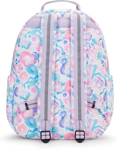 Miniatura 6 de Kipling Seoul - Mochila grande metálica para portátil de 15 pulgadas, Agua (Aqua Flowers)