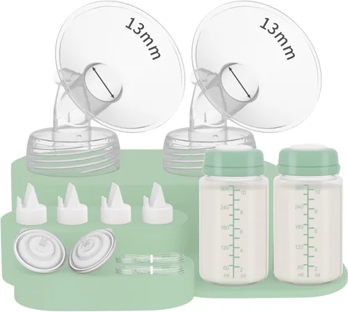 Miniatura 21 de 2 botellas de almacenamiento de leche materna de 10 onzas compatibles con SpectraS1 S2 9 Plus SG/Motif Luna/otros brida de boca ancha, recipiente
