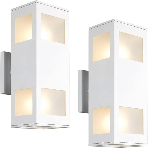 Miniatura 15 de harriet Luces de porche modernas para exteriores, cubierta de aluminio impermeable IP64 y vidrio templado, aplique de pared rectangular arriba/abajo