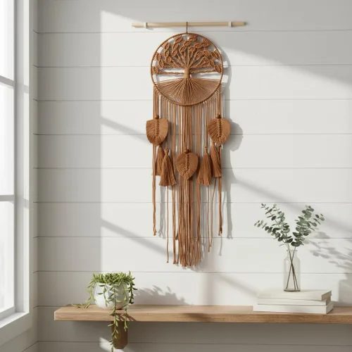 Miniatura 2 de Tapiz de macramé para colgar en la pared, diseño de árbol de la vida, tejido a mano para dormitorio, sala de estar, pasillo, símbolo de crecimiento