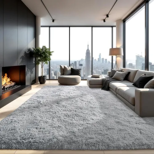 Miniatura 38 de Zentavio Alfombras de área para sala de estar, alfombras grises para dormitorio, alfombra de 4 x 6, alfombra mullida, peluda y suave, shag estética