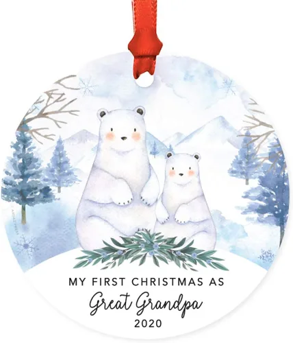 Miniatura 85 de Andaz Press Adorno de recuerdo de Navidad de metal redondo personalizado para la familia, My First Christmas As Abuelita 2024, acuarela de osos