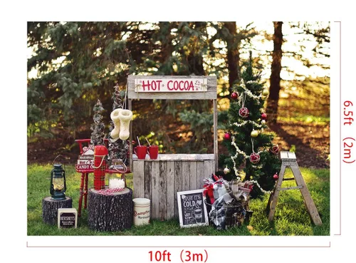 Miniatura 2 de Kate 10 x 6.5 pies (ancho x alto) telón de fondo de fotografía de invierno árbol de Navidad al aire libre, fiesta, celebración, estudio de fondo