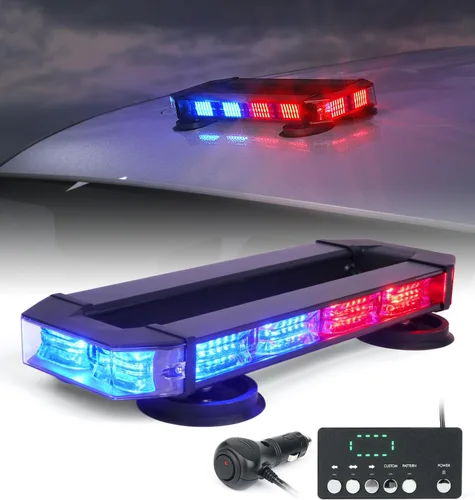 Miniatura 12 de LUMENIX Barra de luces estroboscópicas de baliza para techo, barra de luces LED ámbar de seguridad de tráfico de emergencia con base magnética