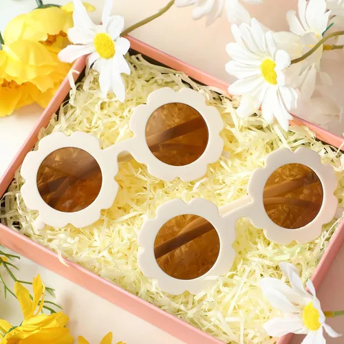 Miniatura 2 de Landhoow 2 lentes de sol redondos para niña de las flores, para regalo de propuesta de niña de las flores, lindos lentes para fiesta en la playa al