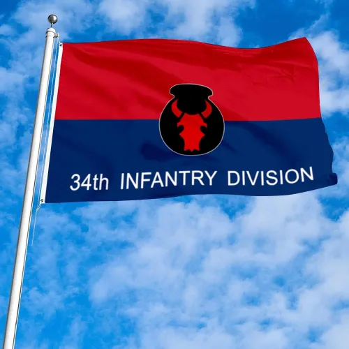 Miniatura 2 de Fyon Bandera militar de la 34ª división de infantería del ejército de 3 x 5 pies con 2 ojales de latón