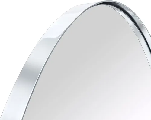 Miniatura 4 de Espejo de baño ovalado con marco de metal cromado para pared en acero inoxidable, moderno espejo de tocador de baño, para montar en la pared, 24 x