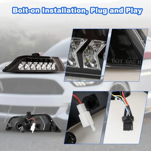 Miniatura 6 de ROXX Conjunto de señal de giro DRL LED completo para Ford Mustang 2015 2016 2017, luces antiniebla LED Mustang con luces de circulación diurna