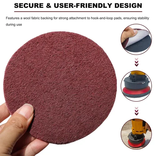 Miniatura 3 de 15 paquetes de almohadillas de estropajo multiusos de 5 pulgadas con aro y bucle - Almohadillas de desgaste con vellón, discos acondicionadores