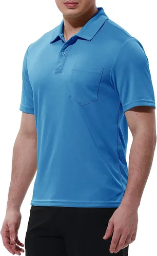 Miniatura 2 de Rdruko Camisas polo de manga corta para hombre de secado rápido para deportes de golf al aire libre con bolsillo