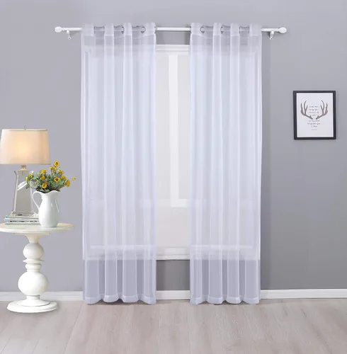 Miniatura 6 de Interior Trends Ariana - Juego de 2 cortinas de gasa transparente totalmente cosida con ojales (63 pulgadas de largo, beige)